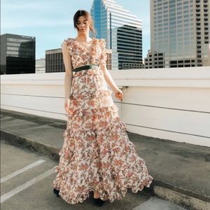 Cream/Pink Floral Maxi Dress